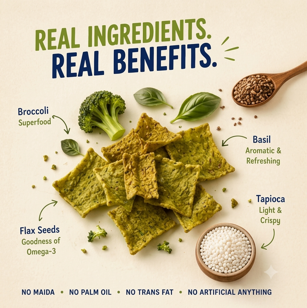 SLOW ROASTED BROCCOLI BASIL CHIPS (60 g)